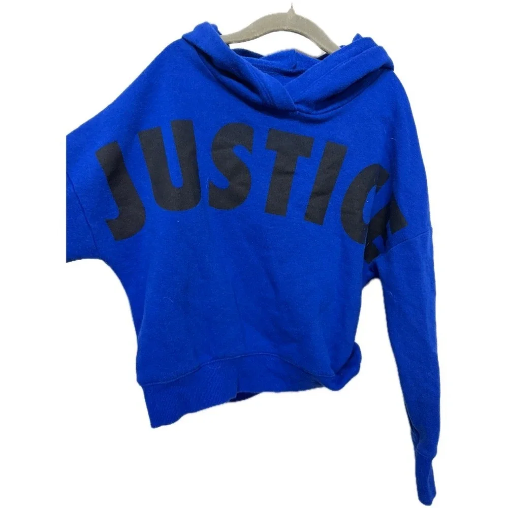 Justice Blue Hoodie Girls Size Small 6/7 Logo Casual Pullover